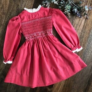 Vintage Hand Smocked Polly Flinders Dress, S 5/6